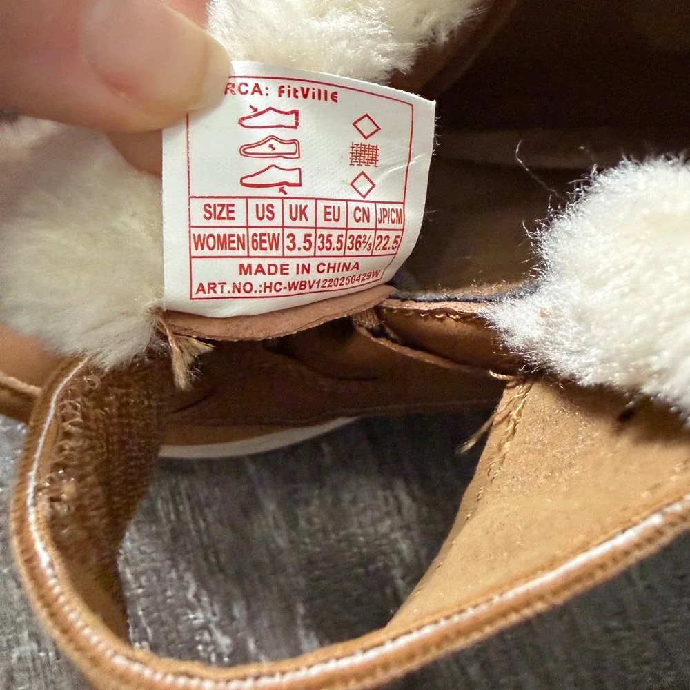 FitVille Womens Rugged Core Winter Boots Tan Faux Fur Lined Wide Toe